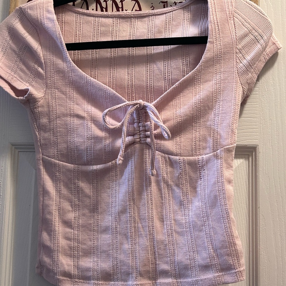 Aeropostale Light Pink Ribbed Crop Top